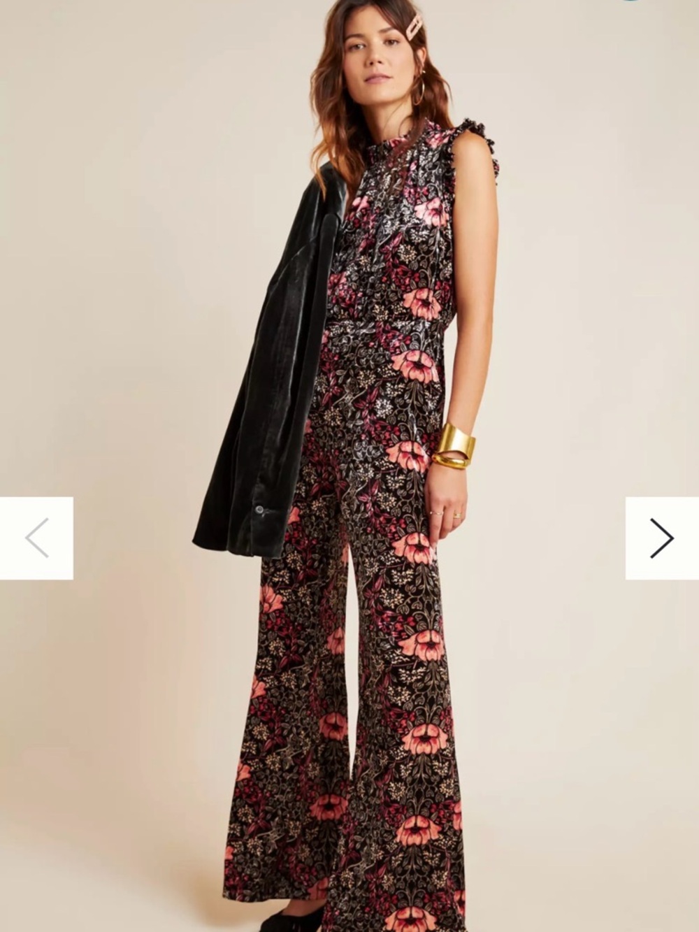 Anthropologie | ALI & JAY Etienne Velvet Floral Jumpsuit Boho. Size S